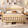 Solid Wood Platform Bed Frame with Headboard Wood Slat Support Natural-Full Size - Gallery View 1 of 9