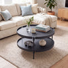 2-Tier Plastic Coffee Round Coffee Table for Living Room-Black - Gallery View 1 of 9