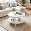 2-Tier Plastic Coffee Round Coffee Table for Living Room-White - Gallery View 1 of 10