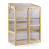 Fir Wood Greenhouse Cabinet with Transparent Flip-Top Roof and 2-Door Plants Shelf Protection-Natural - Gallery View 1 of 1