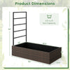 Rattan raised garden bed with trellis, 4.5 cu.ft soil capacity, ideal for flowers and vegetables in patio or backyard.