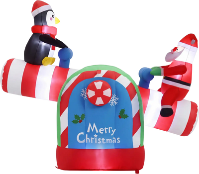 Costway 5.1' Inflatable Christmas Santa Penguin Seesaw LED Garden Decor 70657293 New