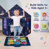 Indoor outdoor play tent with dancing mat for toddlers, featuring interactive games and LED lights for skill development.