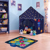 Colorful indoor play tent with starry design and interactive dancing mat for toddlers ages 3-12, perfect for imaginative play.