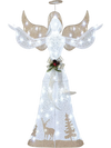 Pre-lit 5 feet glittered Christmas angel features 100 cold white lights and a stunning silhouette pattern on the skirt.