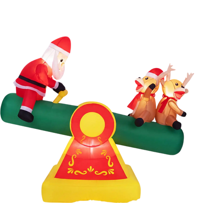 Costway 5.5' Inflatable Christmas Teeter Totter Outdoor Decoration LED Lights 97857685 New