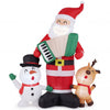 Inflatable 8 FT Christmas decoration set featuring Santa, a snowman, and a reindeer with built-in music for festive displays.