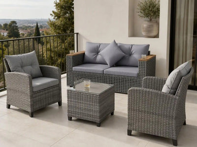 Costway 5-Piece Outdoor Rattan Sofa Set Corner Loveseat Coffee Table 55825239 New