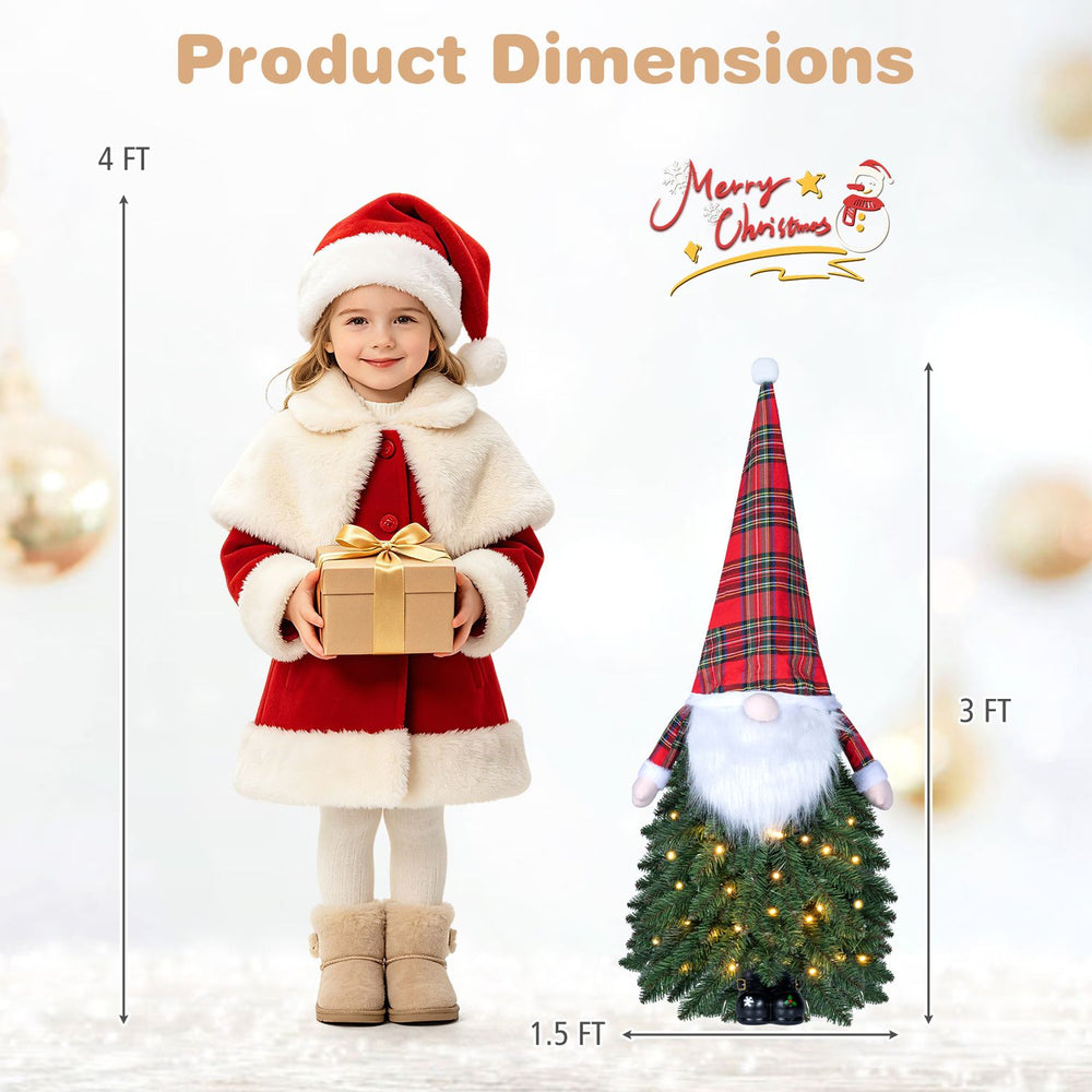 3 FT pre-lit mini tabletop Christmas tree with Santa-inspired design, 20 warm white LED lights, perfect for festive decor.