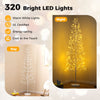 Lighted birch tree with 320 warm white LED lights and weighted base, perfect for holiday and everyday displays.