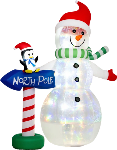Costway 6' Christmas Inflatable Snowman Penguin North Pole Sign LED Lights 83749551 New