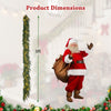 9 ft pre-lit cypress Christmas garland with warm white LEDs shown vertically beside Santa.