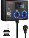 VEVOR NEMA Splitter for Dryer and EV, 3-Color LED Indicator, 240V Smart Power Distribution, With NEMA 10-30 Plug, NEMA 10-30 & NEMA 14-50 Outlets, Large 3.4-Inch LCD Screen, for Max 24A Dryer or EV