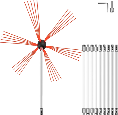VEVOR Chimney Sweep Kit 33FT, Chimney Cleaning Tool Kits with 10 Nylon Flexible Rods, Chimney Brush 394 Inch for Sweeping Fireplace