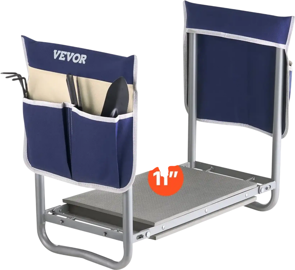 VEVOR Garden Kneeler and Seat, 11 in Wide Kneeling Pad, Heavy Duty Garden Kneeling Stool, Folding Garden Seat with 2 Tool Bags, Relieve Knee & Back Pain, Non-Slip Garden Bench for Women Grandparents