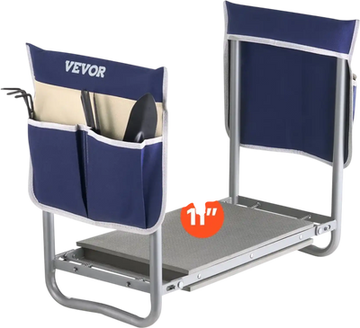 VEVOR Garden Kneeler and Seat, 11 in Wide Kneeling Pad, Heavy Duty Garden Kneeling Stool, Folding Garden Seat with 2 Tool Bags, Relieve Knee & Back Pain, Non-Slip Garden Bench for Women Grandparents