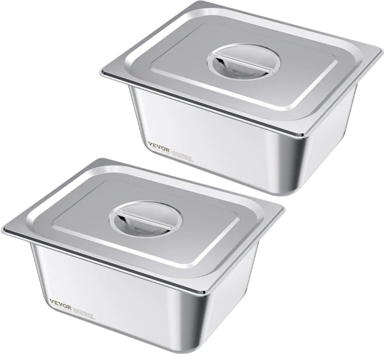 Vevor Hotel Pan 1/2 Size Stainless Steel 2-Pack with Lids 6