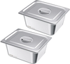 VEVOR 2 Pack Stainless Steam Hotel Pans, 1/2 Size Table Steam Pans With Lids, 6 Inch Deep, Anti Jam Restaurant Supplies Reusable Catering Storage for Home, Party, Restaurant, Hotel, Buffet
