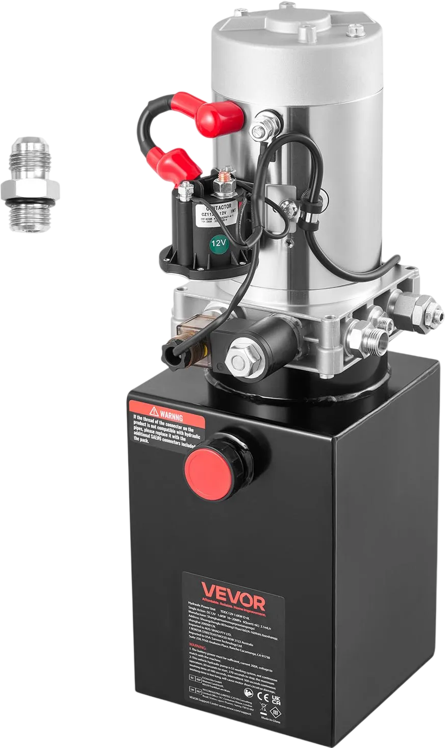 Vevor Hydraulic Pump 6 QT Single Acting 3200 PSI 0.91 GPM Metal Reservoir DC 12V New