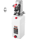 VEVOR 6 Quart Hydraulic Power Unit, Single Acting Dump Trailer Pump, 3200 PSI Max Relief Pressure & 0.91 GPM Flow Rate, DC 12V Hydraulic Pump with Metal Reservoir for Dump Trailer Car Lifting, White