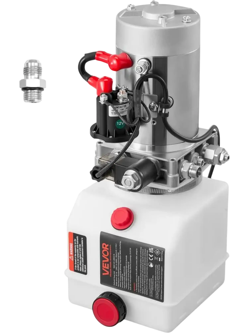 VEVOR 4 Quart Hydraulic Power Unit, Single Acting Dump Trailer Pump, 3200 PSI Max Relief Pressure & 0.91 GPM Flow Rate, DC 12V Hydraulic Pump with Metal Reservoir for Dump Trailer Car Lifting