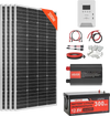 VEVOR 800W 12V Complete Solar Power Kit, 4*200W Monocrystalline Solar Panels + 12.8V 300Ah LiFePO₄ Battery + 60A MPPT Charge Controller + 2000W Power Inverter for Home, Small Farm, Cabin, Off-Grid