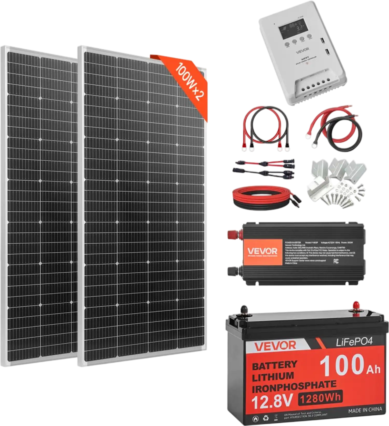 Vevor Solar Power Kit 400W 12V Complete Off-Grid System for RV Home Camping Boats New