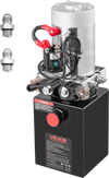 VEVOR 4 Quart Hydraulic Power Unit, Double Acting Dump Trailer Pump, 3200 PSI Max Relief Pressure & 0.91 GPM Flow Rate, DC 12V Hydraulic Pump with Metal Reservoir for Dump Trailer Car Lifting, Black