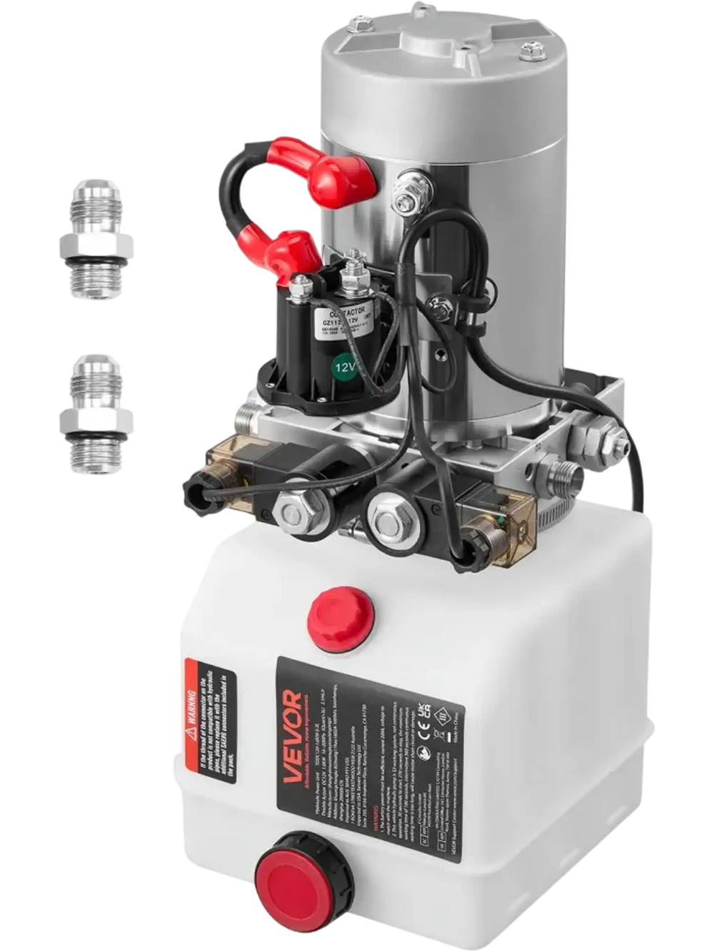 VEVOR 3 Quart Hydraulic Power Unit, Double Acting Dump Trailer Pump, 3200 PSI Max Relief Pressure & 0.91 GPM Flow Rate, DC 12V Hydraulic Pump with Metal Reservoir for Dump Trailer Car Lifting