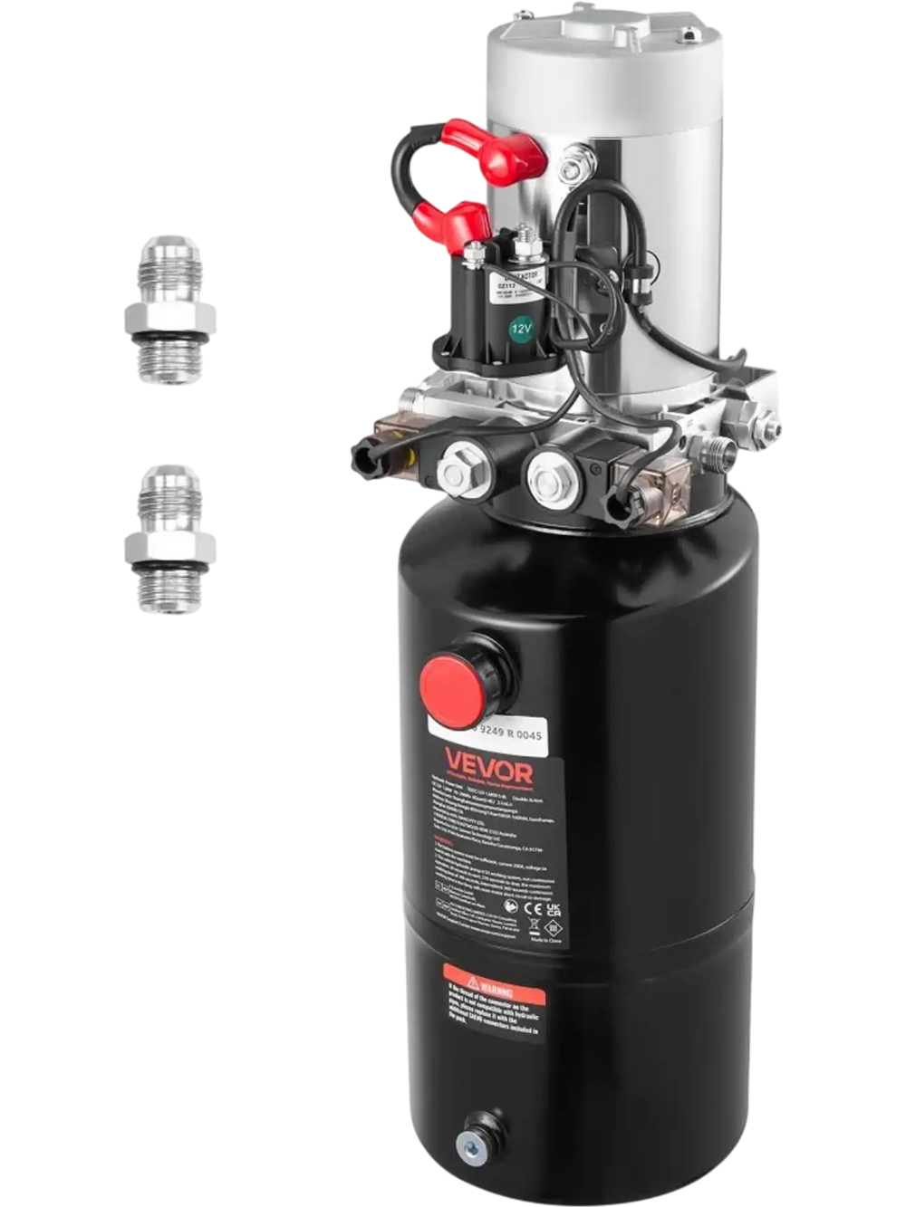 VEVOR 8 Quart Hydraulic Power Unit, Double Acting Dump Trailer Pump, 3200 PSI Max Relief Pressure & 0.91 GPM Flow Rate, DC 12V Hydraulic Pump with Metal Reservoir for Dump Trailer Car Lifting
