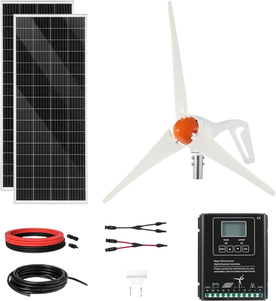 Vevor Solar Wind Power Kit 12V 400W Monocrystalline Panels & 200W Turbine New