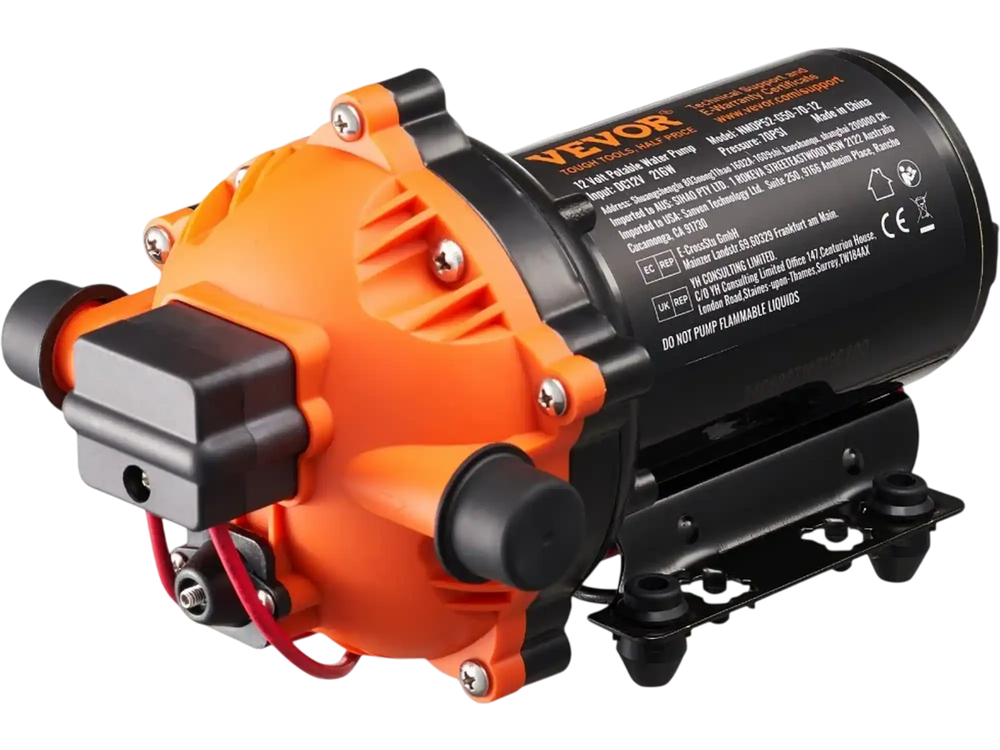 VEVOR 12V Diaphragm Pump, 5 GPM (18.93 L/min), 5-Chamber 12V DC Water Pump with Automatic Pressure Switch 40-100 PSI Adjustable, 1/2'' MNPT Port, for Agricultural Irrigation Construction Site Drainage