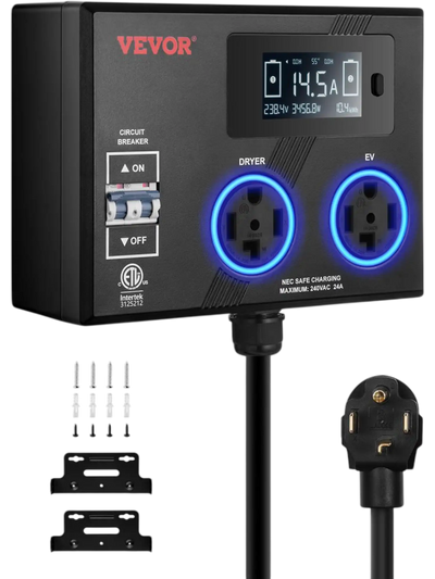 Vevor Power Outlet Splitter NEMA 14-30 EV Dryer Smart 240V 2 x 14-30R LCD New