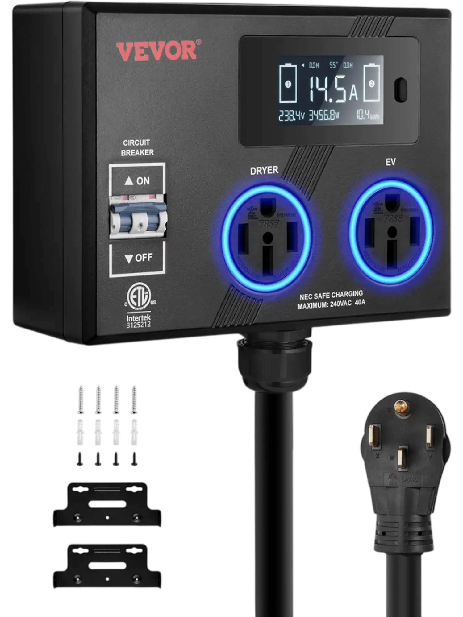 Vevor NEMA Splitter Switch Dryer and EV 240V 40A with Dual 14-50R Outlets and 3.4