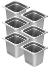 VEVOR 6 Pack Hotel Pans, 1/6  Size Anti-Jam Steam Pan, 0.8mm Thick Stainless Steel Restaurant Steam Table Pan, 6-Inch Deep Commercial Table Pan, Catering Storage Food Pan, for Industrial & Scientific