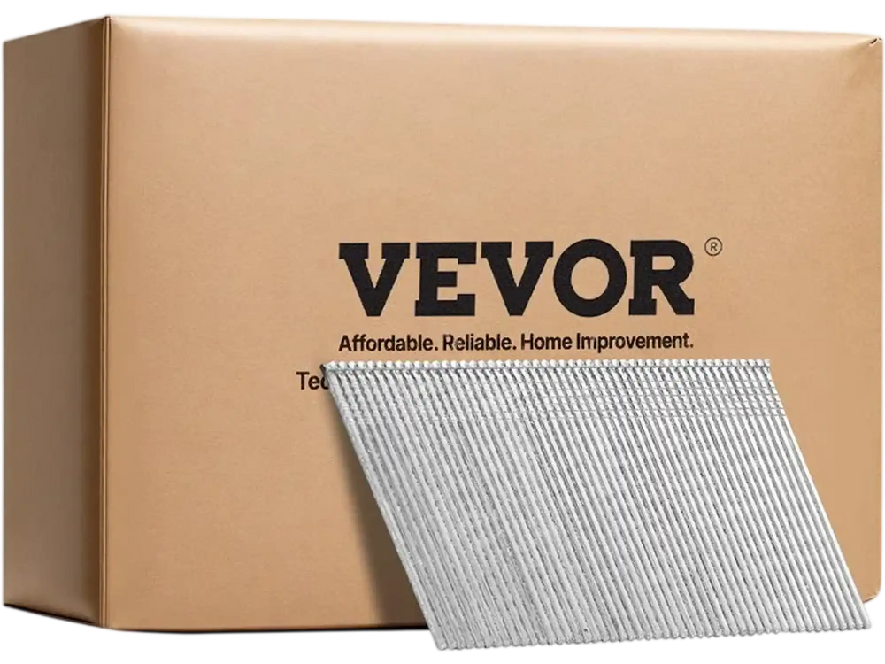VEVOR 16 Gauge Finish Nails, 2 in Angled Finishing Nails, 2000-Count Galvanized Finishing Nail, 20-Degree Heavy-Duty Brad Nail with Galvanized Anti-Rust Process, for 16GA 20° Angled Finish Nailers