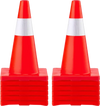 VEVOR 12Pack 18\" Traffic Cones, Safety Road Parking Cones PVC Base, Orange Traffic Cone with Reflective Collars, Hazard Construction Cones for Home Traffic Parking