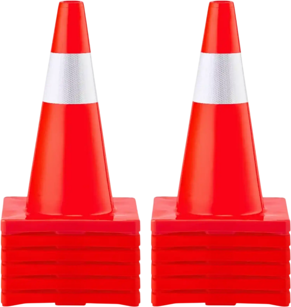 VEVOR 12Pack 18\" Traffic Cones, Safety Road Parking Cones PVC Base, Orange Traffic Cone with Reflective Collars, Hazard Construction Cones for Home Traffic Parking