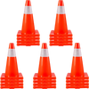 VEVOR 20Pack 18\" Traffic Cones, Safety Road Parking Cones PVC Base, Orange Traffic Cone with Reflective Collars, Hazard Construction Cones for Home Traffic Parking