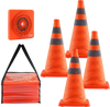 VEVOR Safety Cones, 4 Pack 18 inch Collapsible Traffic Cones, Construction Cones with Reflective Collars, Wide Base and A Storage Bag, for Traffic Control, Driving Training, Parking Lots
