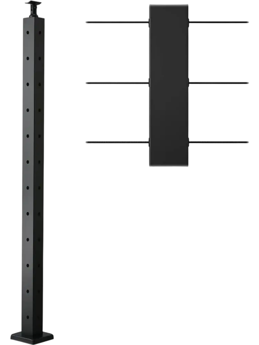 VEVOR Cable Railing Post, 42x2x2 Inch Corner Railing Post, with L-Shaped Pre-Drilled Holes, Stainless Steel Cable Rail Post with Horizontal and Curved Bracket, 1-Pack, Black, 1JZLGZXHS1065S1EW001V0