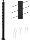 VEVOR Cable Railing Post, 42x2x2 Inch Stair Railing Post, with Pre-Drilled 30° Angled Holes, Stainless Steel Cable Rail Post with Horizontal and Curved Bracket, 1-Pack, Black, 1JZLGZXHS106W3XAA001V0