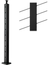 VEVOR Cable Railing Post, 36x2x2 Inch Stair Railing Post, with Pre-Drilled 30° Angled Holes, Stainless Steel Cable Rail Post with Horizontal and Curved Bracket, 1-Pack, Black, 1JZLGZXHS914YIVIS001V0