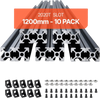 VEVOR 10PCS 47.2 in (1200mm) T Slot 2020 Aluminum Extrusion Profile, European Standard Anodized Linear Rail, High-Strength Extruded Aluminum Rail for 3D Printer, CNC Machine DIY, Laser Engraving, Black