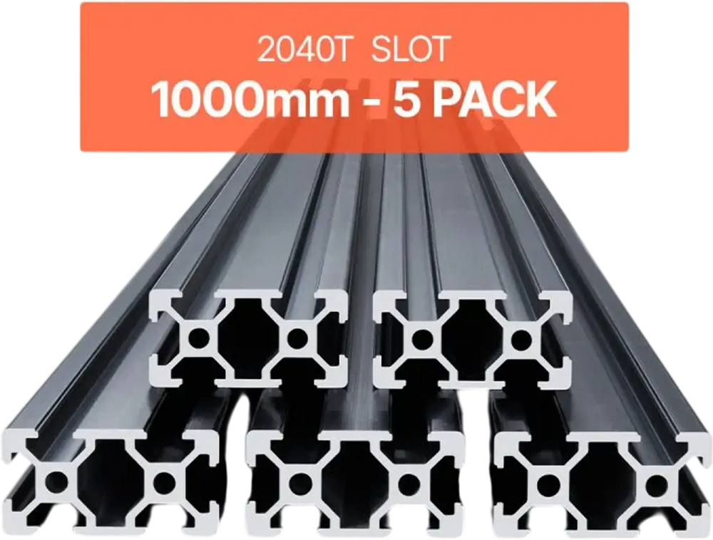 VEVOR 5PCS 39.4 in (1000mm) T Slot 2040 Aluminum Extrusion Profile, European Standard Anodized Linear Rail, High-Strength Extruded Aluminum Rail for 3D Printer, CNC Machine DIY, Laser Engraving, Black