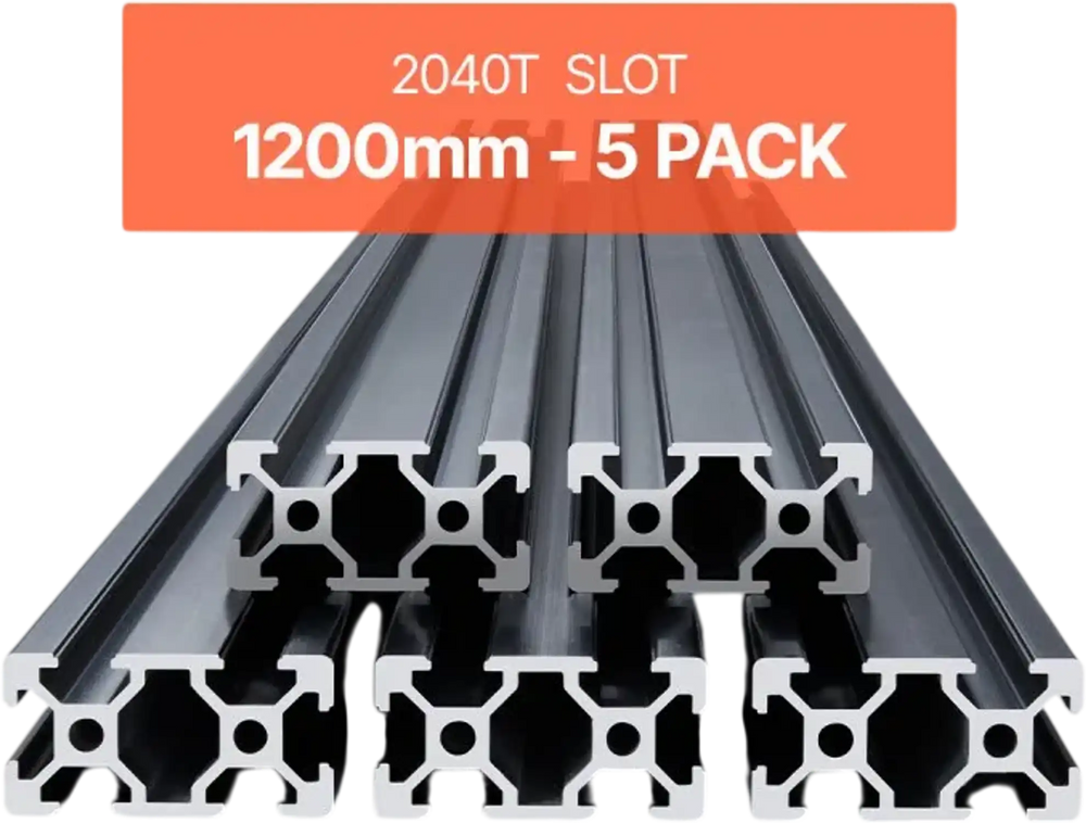 VEVOR 5PCS 47.2 in (1200mm) T Slot 2040 Aluminum Extrusion Profile, European Standard Anodized Linear Rail, High-Strength Extruded Aluminum Rail for 3D Printer, CNC Machine DIY, Laser Engraving, Black