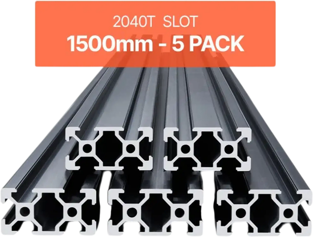 VEVOR 5PCS 59 in (1500 mm) T Slot 2040 Aluminum Extrusion Profile, European Standard Anodized Linear Rail, High-Strength Extruded Aluminum Rail for 3D Printer, CNC Machine DIY, Laser Engraving, Black