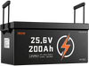 VEVOR 24V 200Ah LiFePO4 Lithium Battery 4000+ Cycles Built-in 200A BMS, Lithium Battery with Low Temperature Protection, Supports 8P2S Connection, 5120Wh Energy, for RV, Trolling Motor, Marine, Solar