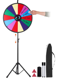 VEVOR 24 inch Spinning Prize Wheel, 14 Slots Spinning Wheel with Height Adjustable Stand, Roulette Wheel with a Dry Erase, and a Storage Bag, Win Fortune Spin Games in Party Pub Trade Show Carnival