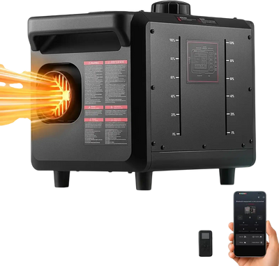 Vevor Diesel Heater 12-24V Portable Camping Air Heater with Bluetooth App Control and CO Alarm New